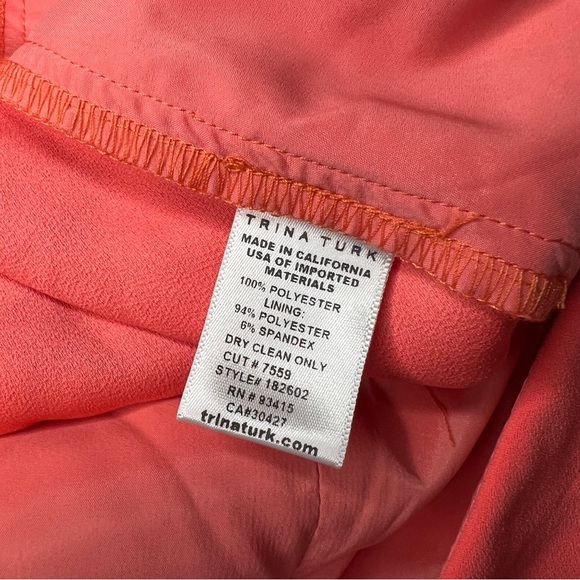 Trina Turk Cold Shoulder Ruffle Trouser Josephine Coral Jumpsuit Size 12 NWT - Picture 15 of 16